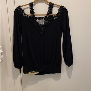 Venus black cold shoulder top, small